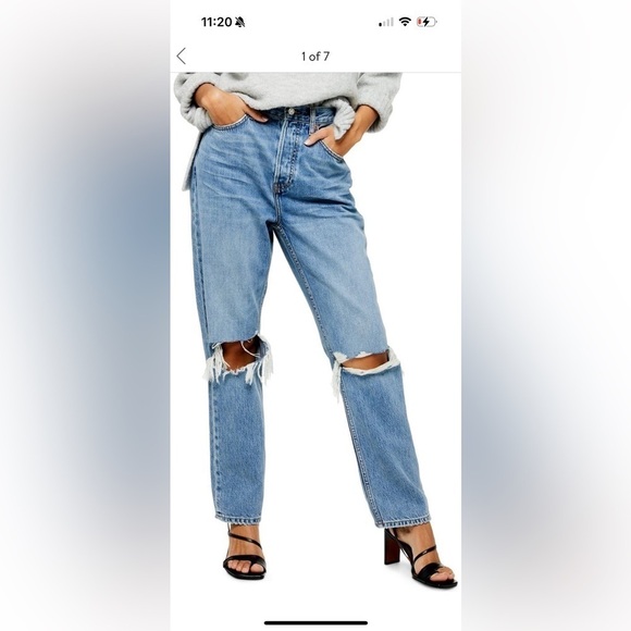 Topshop Denim - Topshop Ripped High Waist Dad Jeans